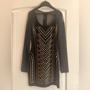 Bebe black long sleeve rhinestone dress size Small